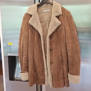 💕ZARA💕 Brown Faux Suede Sherpa Coat Boho Chic Large